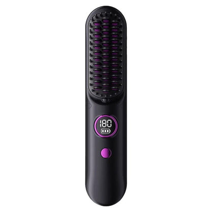Cordless Heated Straightening Brush – Rechargeable, Nine Heat Settings, Travel Size