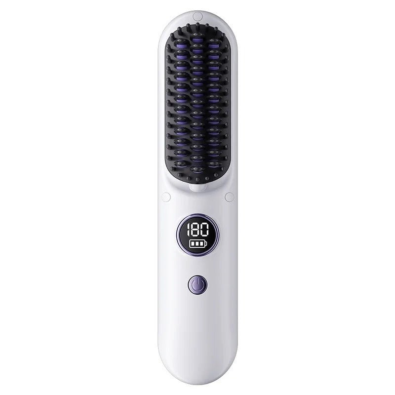 Cordless Heated Straightening Brush – Rechargeable, Nine Heat Settings, Travel Size