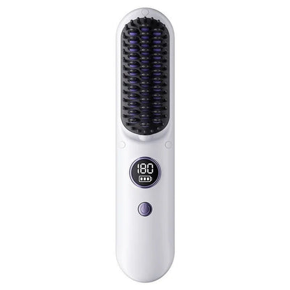 Cordless Heated Straightening Brush – Rechargeable, Nine Heat Settings, Travel Size