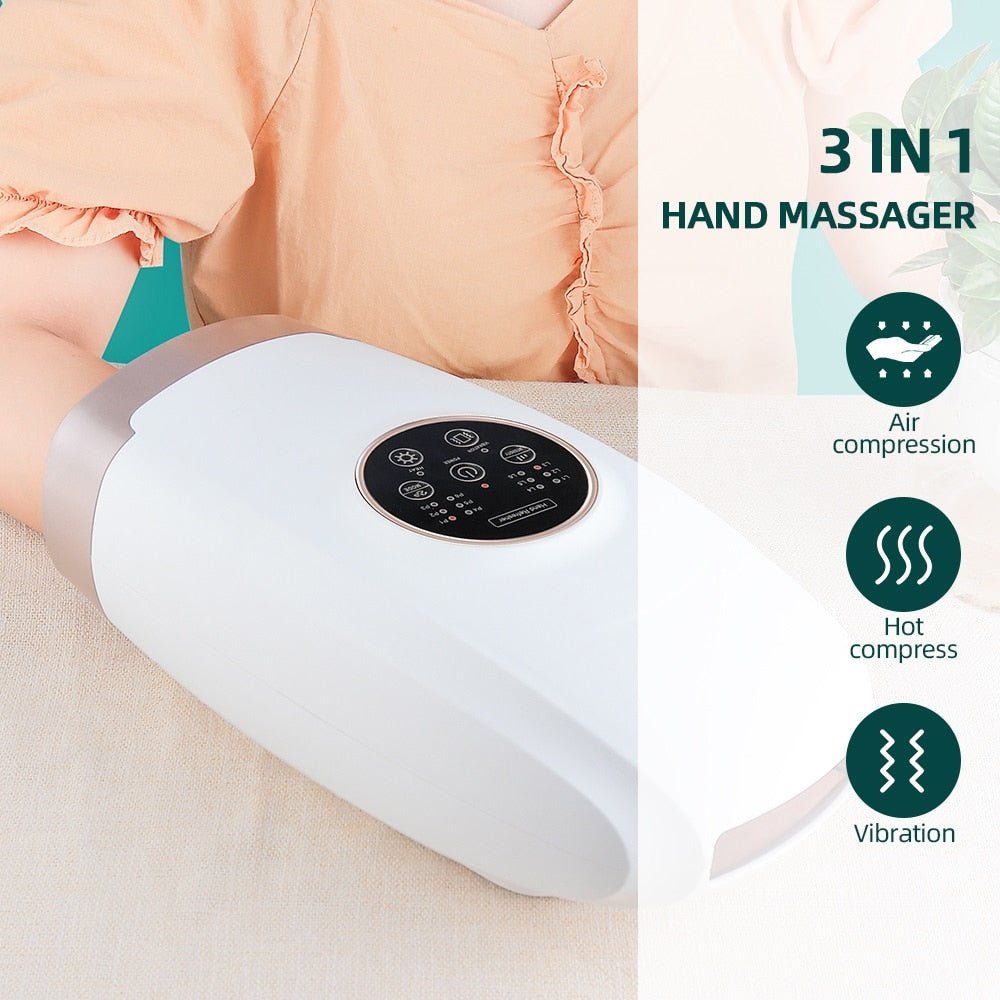 Hot Compress Electric Hand Massager for Arthritis and Carpal Tunnel - 3 in 1 Wireless Therapy Massager for Pain Relief