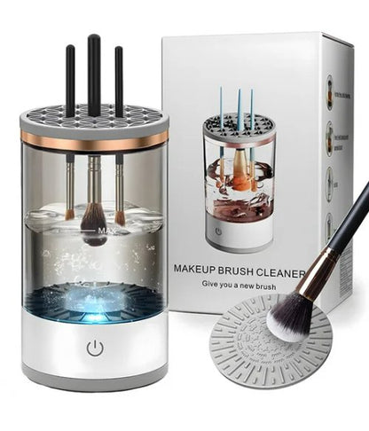 Electric Makeup Brush Cleaner Cup with Silicone Holder Lid and Cleaning Mat, USB Powered