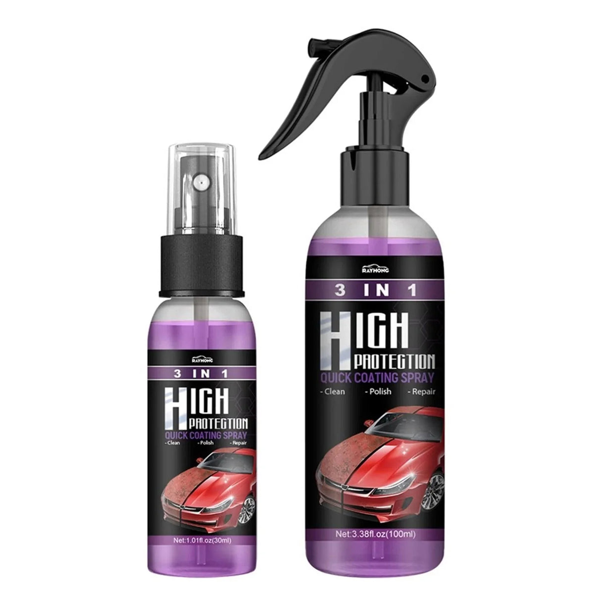 Quick High Protection Car Coating Spray - 3 In 1 Spray for Polish, Ceramic, Plastic Parts Refurbisher
