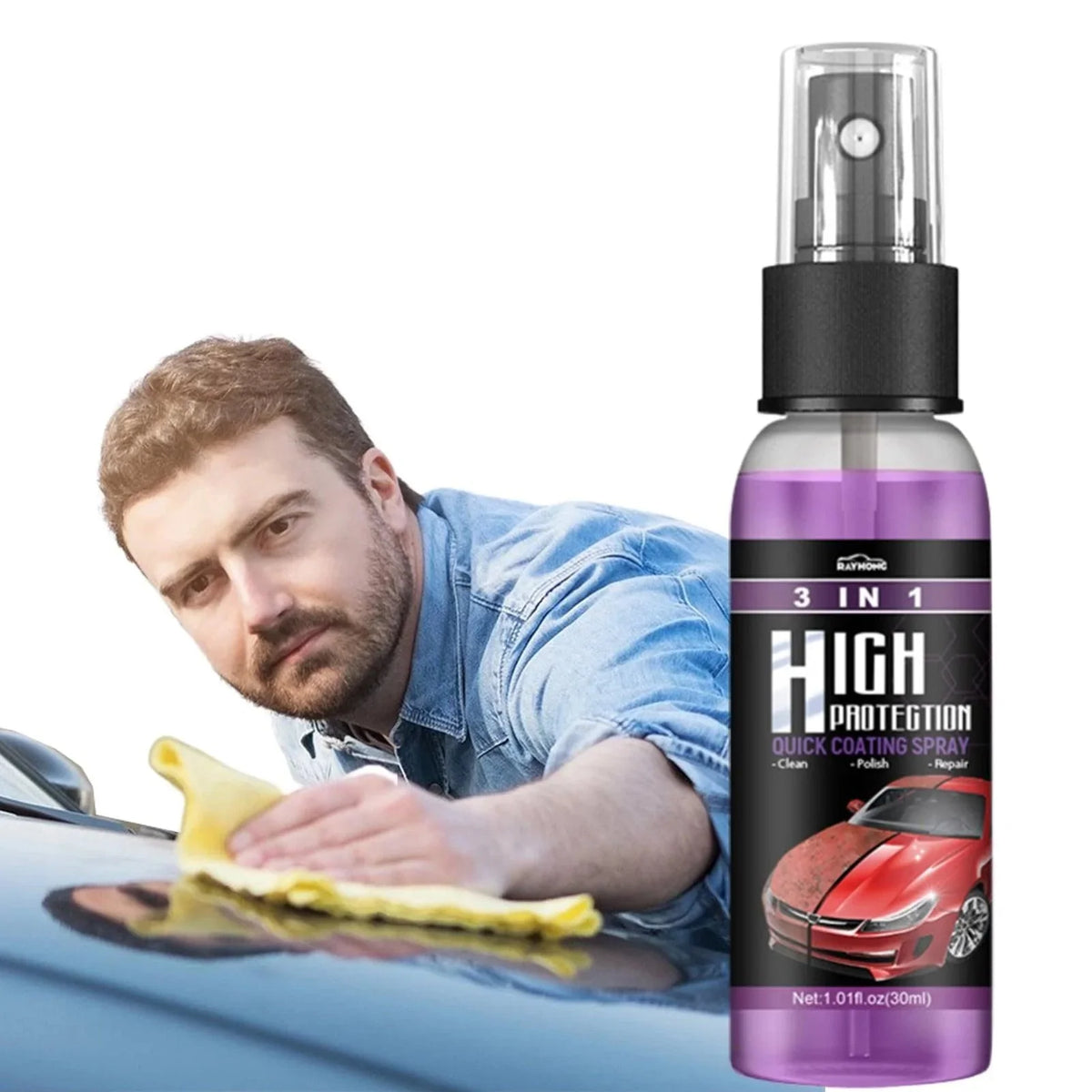 Quick High Protection Car Coating Spray - 3 In 1 Spray for Polish, Ceramic, Plastic Parts Refurbisher
