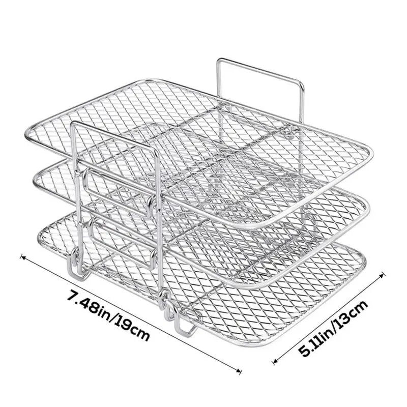 Air Fryer Rack - 3 Multi-Layer Stainless Steel Stackable Grid Grilling and Toast Rack for Oven and Microwave