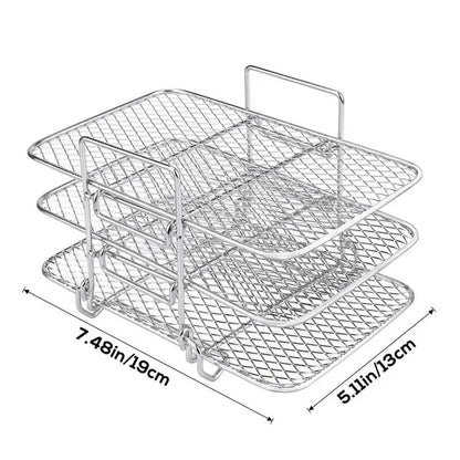 Air Fryer Rack - 3 Multi-Layer Stainless Steel Stackable Grid Grilling and Toast Rack for Oven and Microwave
