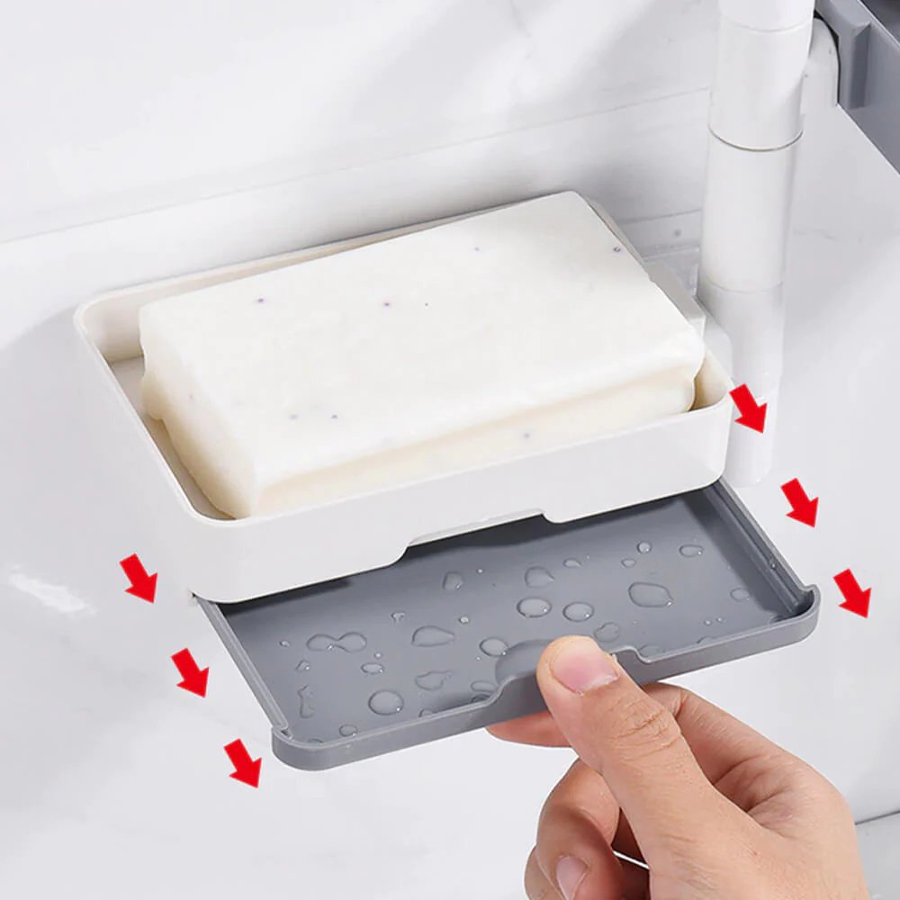 Soap Holder - 3 Layered Wall Mounted Shampoo Bar Holder for Shower, Bathroom, Tub and Kitchen Sink