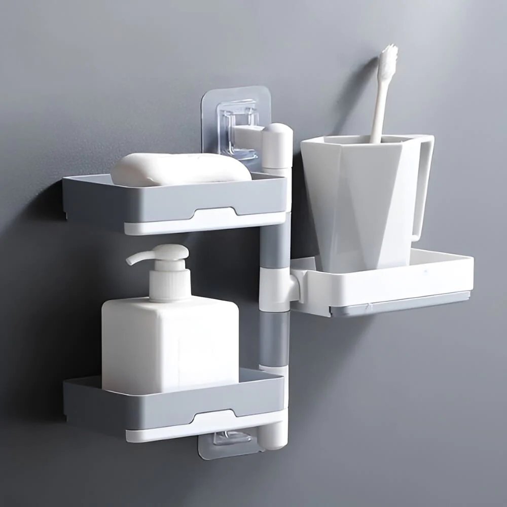 Soap Holder - 3 Layered Wall Mounted Shampoo Bar Holder for Shower, Bathroom, Tub and Kitchen Sink