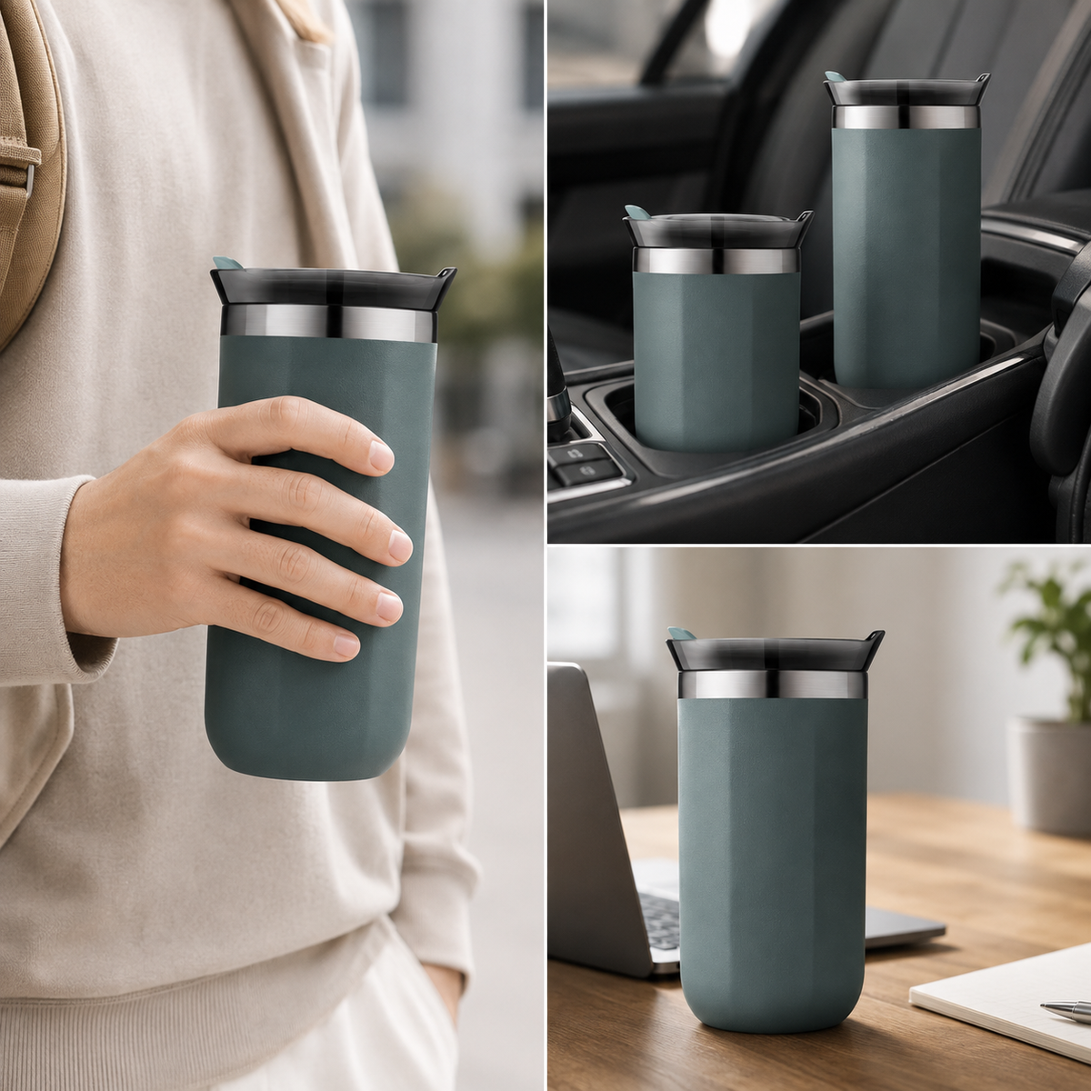 Vacuum Insulated Coffee Mug – Double-Wall Stainless Steel Travel Tumbler with Leakproof Lid for Hot & Cold Drinks, Commuting and Outdoor Travel