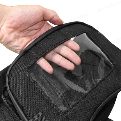 Motorcycle Handlebar & Windshield Storage Bag – Touchscreen Phone Holder, Fuel Tank Pouch, Earphone Case for Vespa & TMAX
