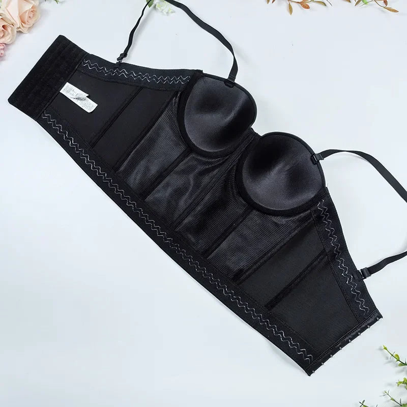 Strapless Backless Bodysuit – Sexy Slimming Crossbody Vest with Chest Wrap and Fishbone Support for Beautiful Silhouette Appeal