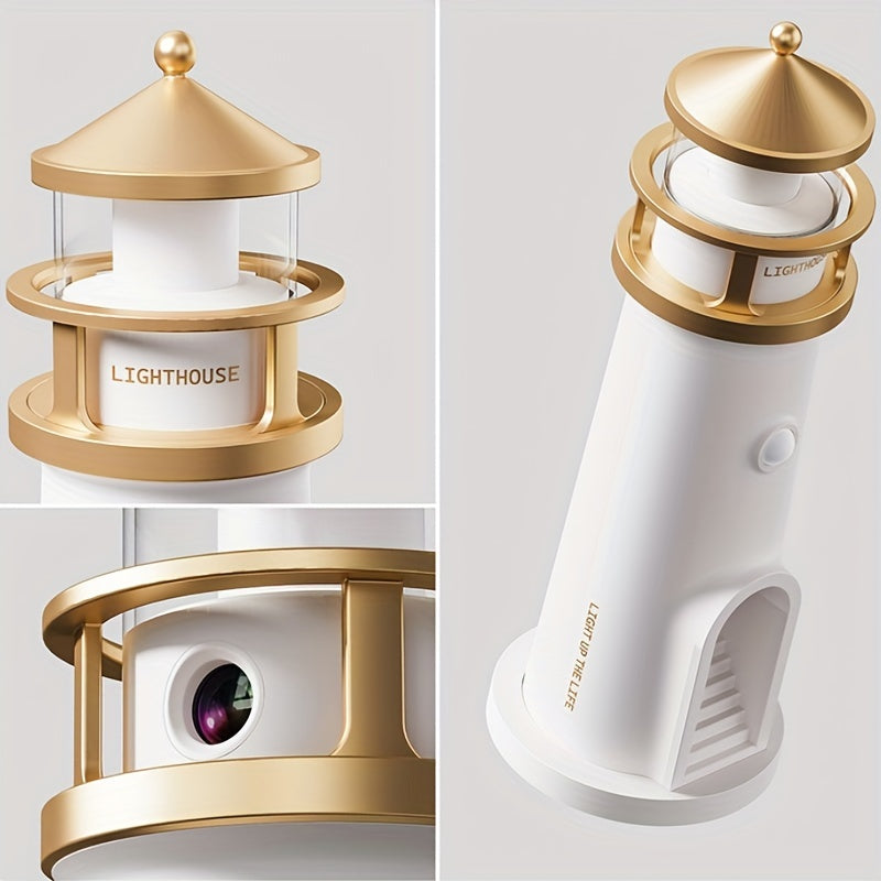 Lighthouse Night Light – Projection Moon Lamp with Human Motion Sensor, Adjustable Brightness, and Decorative Design for Home and Bedroom