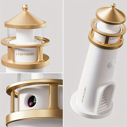 Lighthouse Night Light – Projection Moon Lamp with Human Motion Sensor, Adjustable Brightness, and Decorative Design for Home and Bedroom