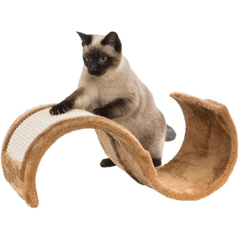 Solid Wood Cat Scratch Board- Durable, Wave-Shaped Scratch Surface Thatâ€™s Ready to Use, No Assembly Needed