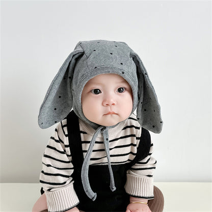 Adorable Bunny Ears Cotton Beanie – Soft Breathable Kids Hat with Polka Dots for Toddlers, Thanksgiving, Outdoor Play & Everyday Fashion