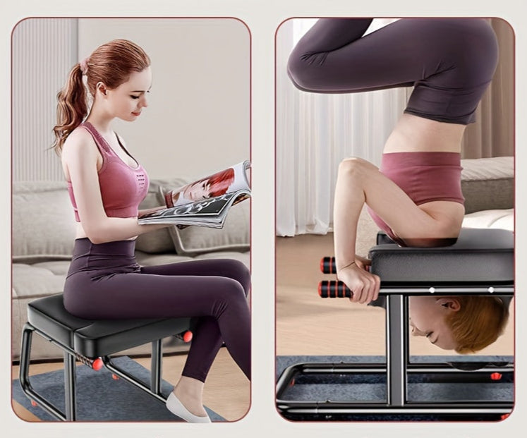 Anti-Slip Yoga Pilates Inversion Stool – 500Lb  Chair, Upright Fitness Aid for Safe Inversion Therapy with Padded Seat and Arm Support