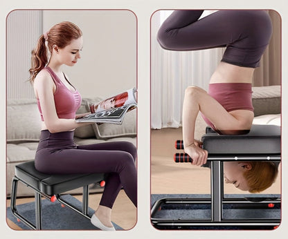 Anti-Slip Yoga Pilates Inversion Stool – 500Lb  Chair, Upright Fitness Aid for Safe Inversion Therapy with Padded Seat and Arm Support