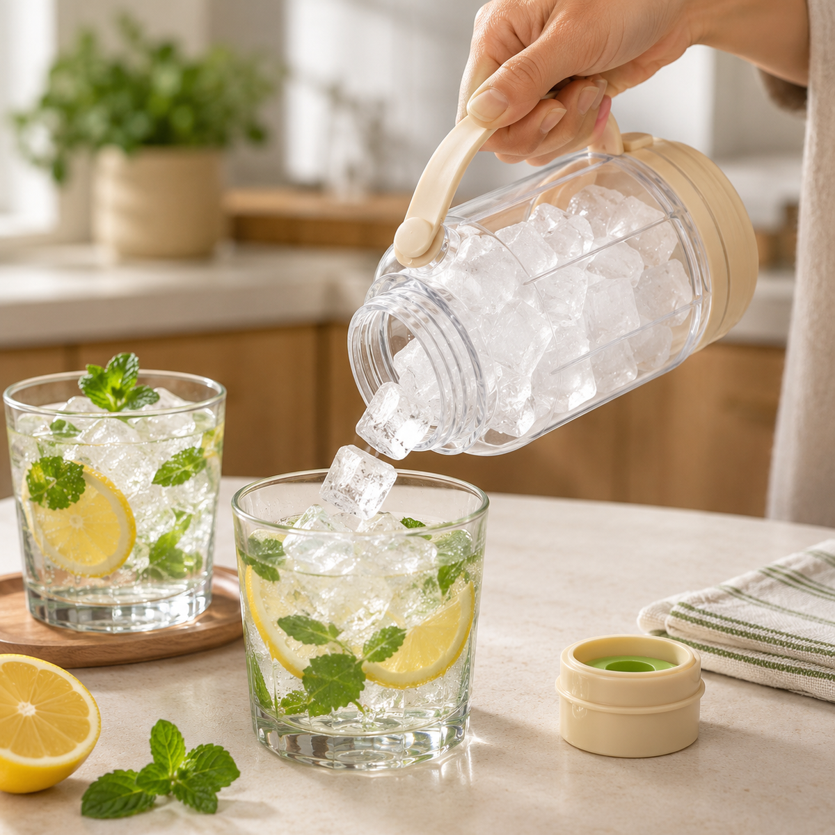 Ice Maker Water Bottle – 2-in-1 Portable Water Bottle with Built-in Silicone Ice Cube Tray, Easy Press Ice Release for Cold Drinks, Gym, Travel and Outdoor Use