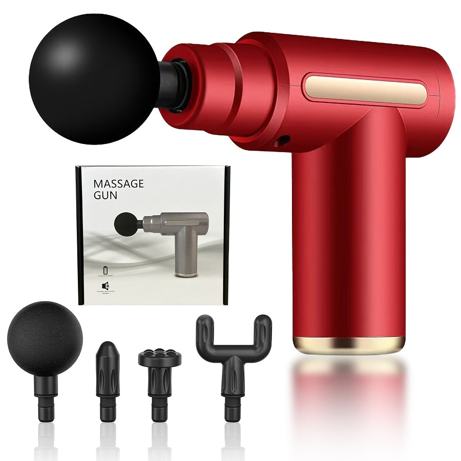 Rechargeable Deep Tissue Massage Gun – Long U-Shaped Handle with 4 Heads for Full-Body Relief, Muscle Recovery & Pain Therapy