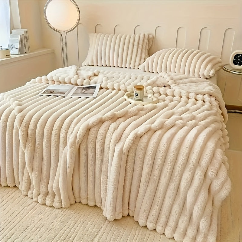 Ultra-Soft Faux Rabbit Fur Sherpa Throw Blanket – Double-Sided Weighted Microfiber Fleece Blanket for Bedroom and Living Room