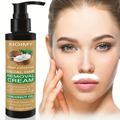 Painless Coconut Hair Removal Cream – 5-Minute Removal, Gentle, Non-Irritating Formula for Legs, Lips, Armpits, Bikini & More