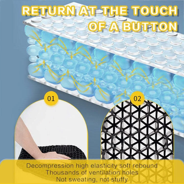 Motorcycle Seat Cushion — 3D TPE Honeycomb Pad with Two Adjustable Straps