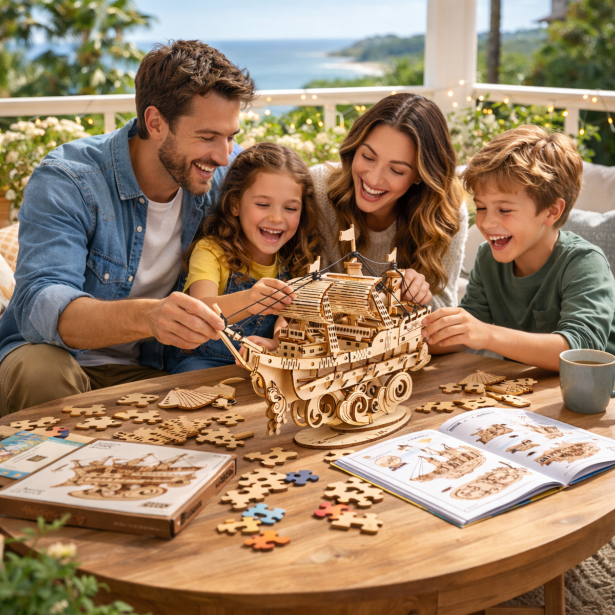 Adult DIY Wooden Boat Puzzle – Handmade 3D Assembly Craft Model Kit for Home Decor and Creative Gifting