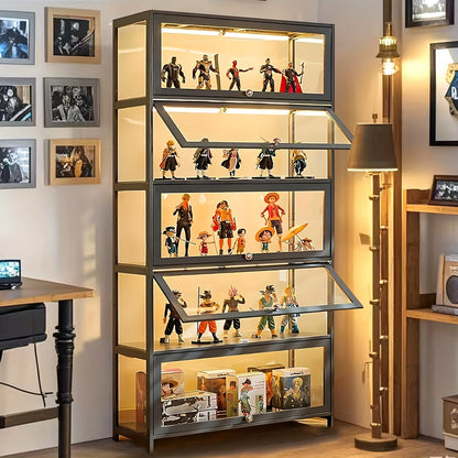 Five Tier Wooden Cabinet Organizer – Elegant Display Storage for Collectibles, Keepsakes, and Miniatures in Any Room or Workspace