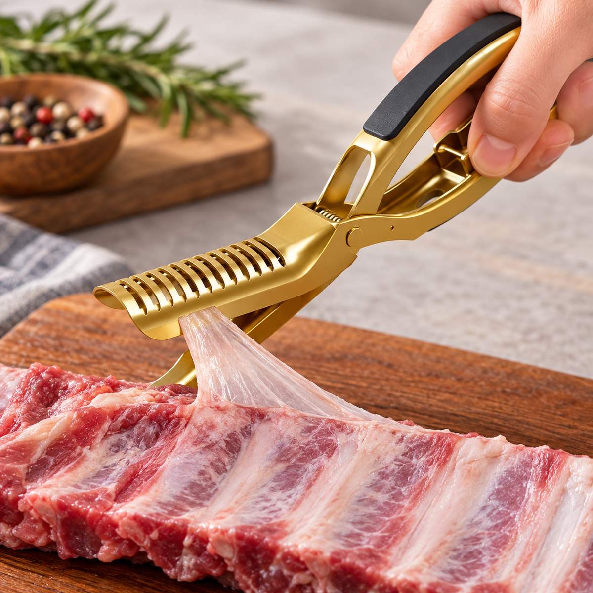 Rib Membrane Removal Clip – Sturdy Non-Slip Meat Fascia Remover Tool for Easy Rib Preparation, BBQ, Grilling and Kitchen Cooking