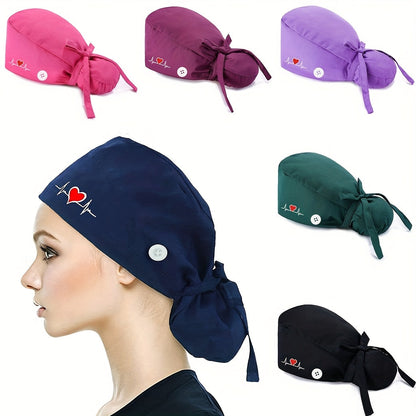 Adjustable Scrub Caps for Women – Lightweight Breathable Nurse Hats with Ponytail Holder for Doctors and Healthcare Staff
