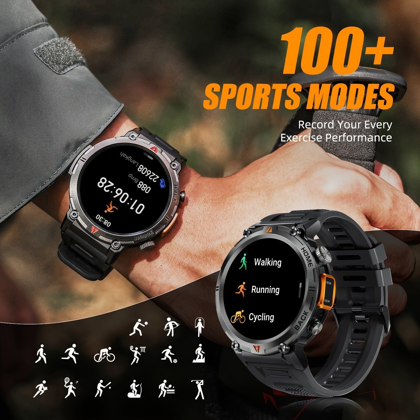 Sports Smart Watch For Men: LED Lighting, Answer/Make Calls, Outdoor Sports Watch, Fitness Tracker, Pedometer