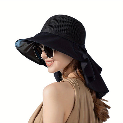 Women’s Wide Brim Sun Hat with Neck Flap – UV Protection Cotton Hat for Outdoor Hiking, Camping, and Summer Picnics