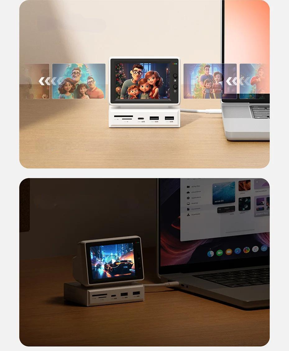 IPS Mini Screen – 3.5-Inch Monitor for CPU, RAM, and HDD Data Monitor for Your Laptop, PC, or MacBook with Convenient USB-C Hub