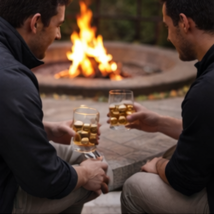 Golden Stainless Steel Whiskey Stones Set – Reusable Metal Ice Cubes with Tongs for Bourbon, Cocktail & Bar Gifts