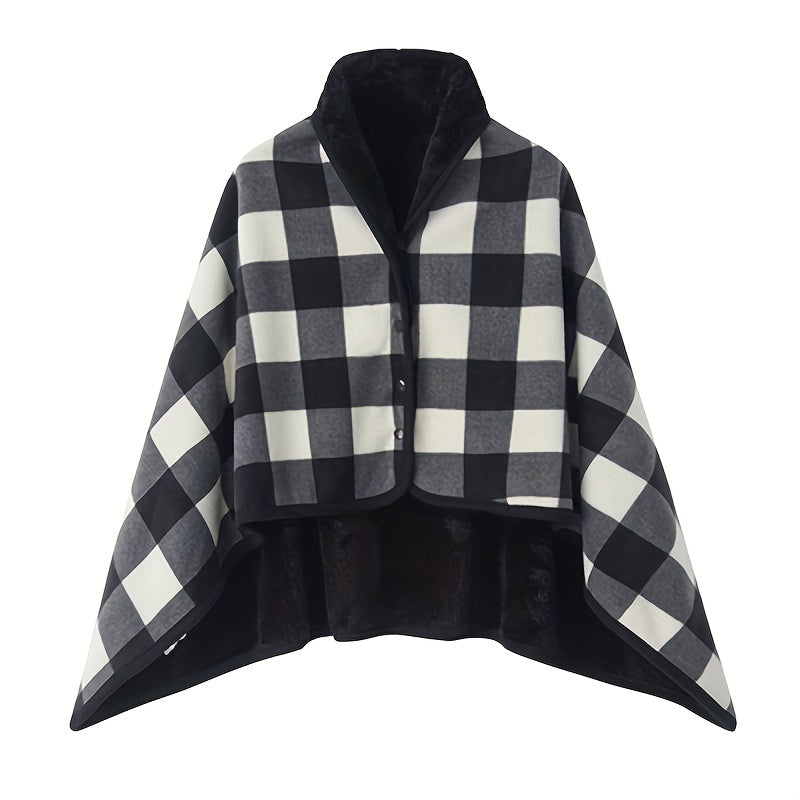 Cozy Checkered Knit Blanket – Double-Layer Soft Polyester Throw for Office Naps, Winter Warmth, and Stylish Home Comfort