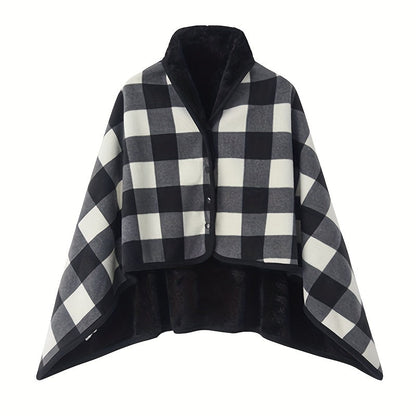 Cozy Checkered Knit Blanket – Double-Layer Soft Polyester Throw for Office Naps, Winter Warmth, and Stylish Home Comfort