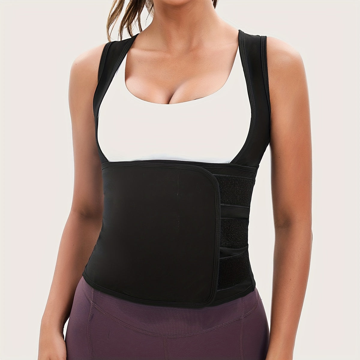 Women’s Sauna Shapewear Suit – Waist-Cinching Fitness Jacket with PU Coating, Anti-Sagging Chest Support, Yoga Vest, and Abdominal Control Design
