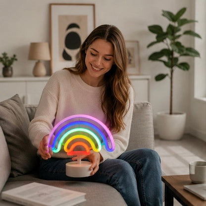Desktop Neon Light Sign-USB Battery Powered Decorative LED Lamp for Weddings Parties and Romantic Room Decor