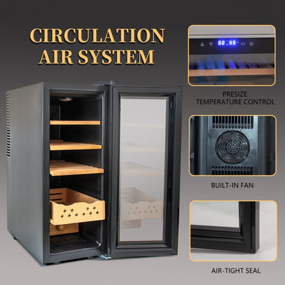 Electric Humidor, 200-Count Capacity Cigar Humidor with Constant Temperature Controller, Cigar Humidor Box (35L)