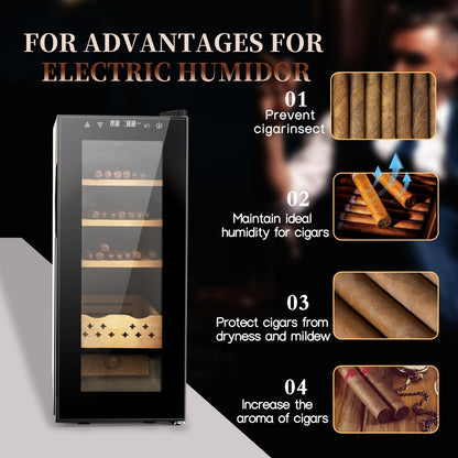 Electric Humidor, 200-Count Capacity Cigar Humidor with Constant Temperature Controller, Cigar Humidor Box (35L)