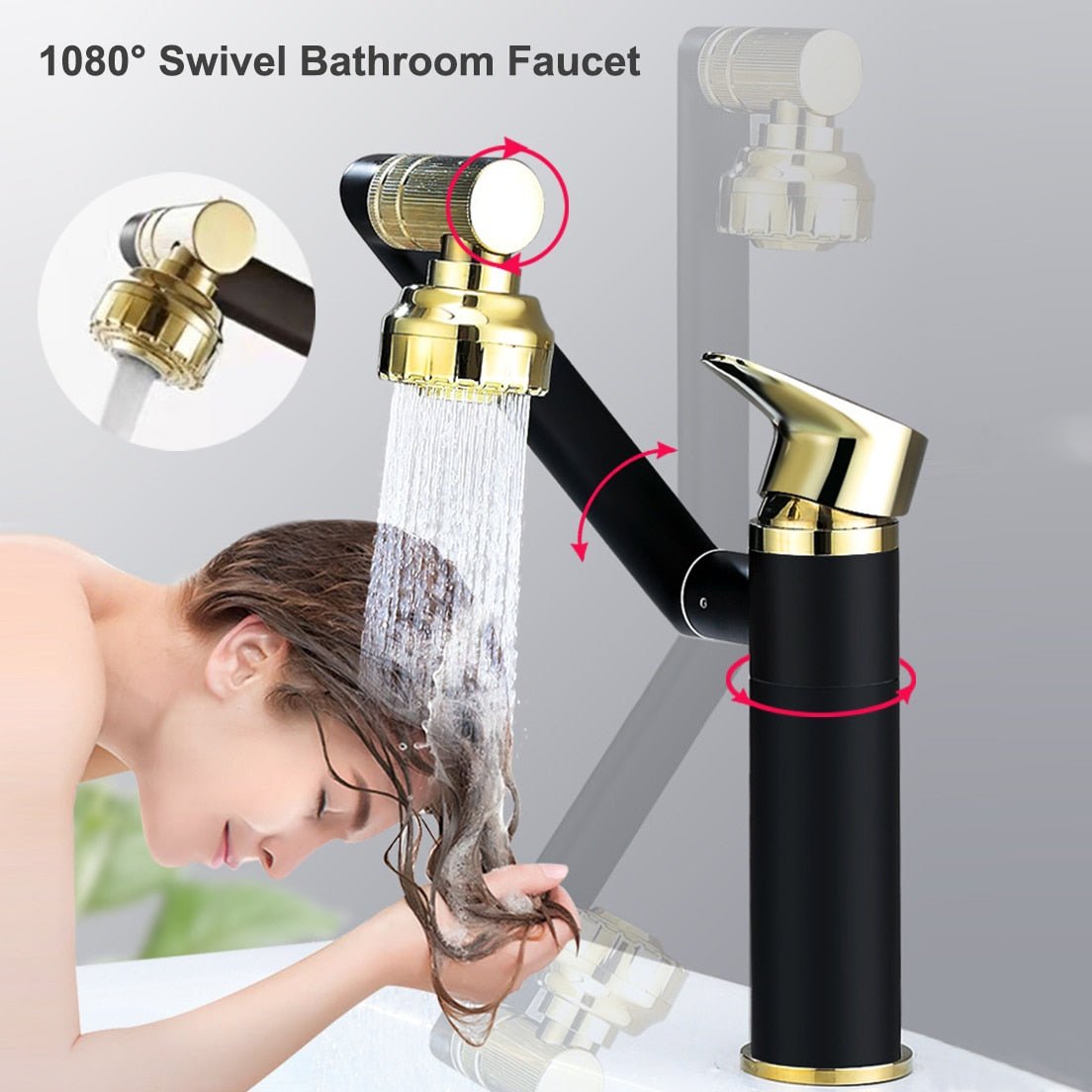 Bathroom Faucet - 360 Degrees Tap Cranes Shower Head Plumbing Tapware For Bathroom Accessories
