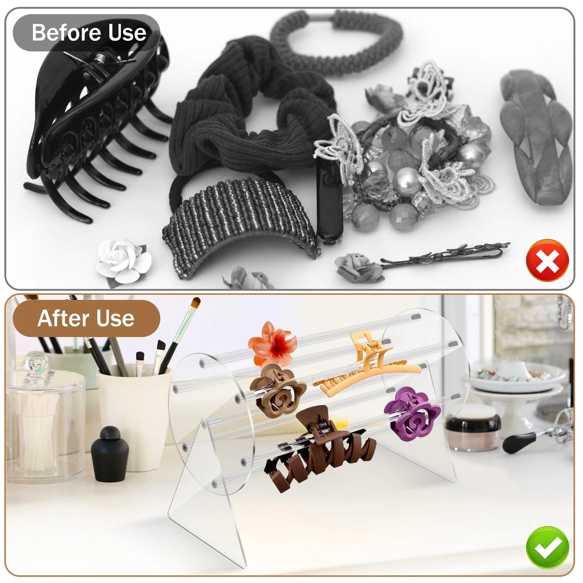 Rotating Acrylic Claw Clip Organizer – 360°  Organizer for Stylish Storage & Display for Women’s Hair Accessories