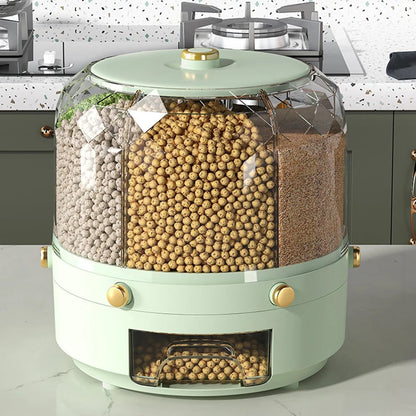 Rotating Grain Dispenser - 360° Multi-Compartment Storage