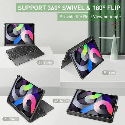 Swivel Multi-touch Touchpad Keyboard Case- 360° Keyboard Case for 10.2"-10.5" iPad (7,8,9,Pro,Air3)