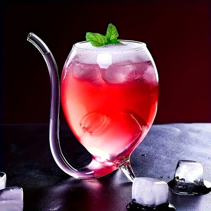 Creative Wine Glass with Straw – Built-In Straw Glass Cup for Wine, Juice, or Ice Cream – Unique Party Drinkware for Stylish Entertaining