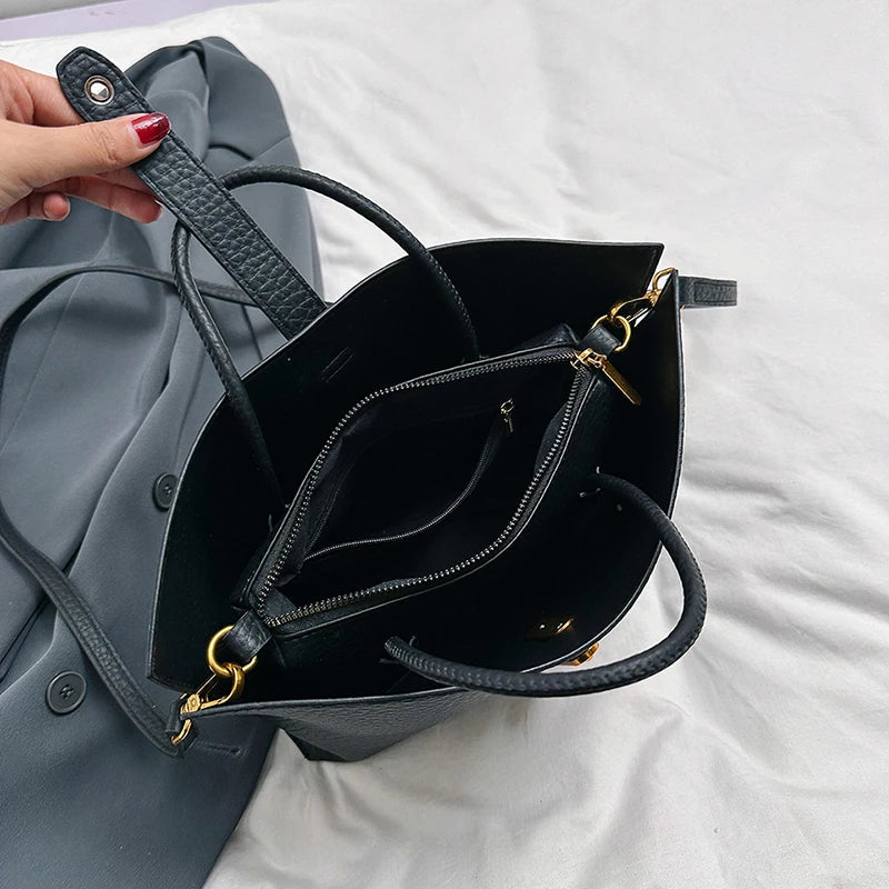 Luxury Leather Tote Handbag for Women – Designer Soft Shoulder Crossbody Bag with Large Capacity and Elegant Fashion Appeal