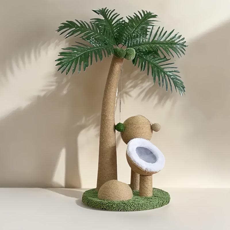 Tropical Rainforest Coconut Tree Cat Scratching Post Set – 3pcs Sisal Rope Towers for Climbing, Scratching & Interactive Feline Exercise