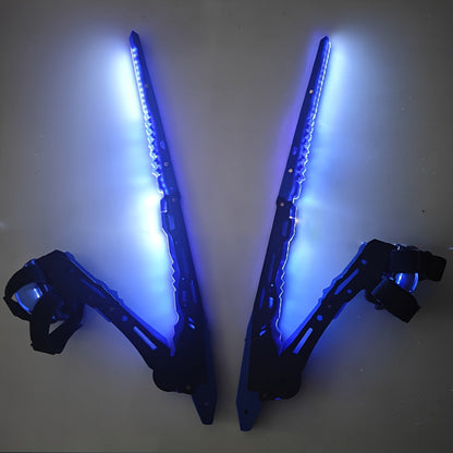 Cyberpunk LED Mantis Knife Set – Futuristic Costume Prop with Neon Edge Detailing for Cosplay, Parties, and Sci-Fi Action Looks