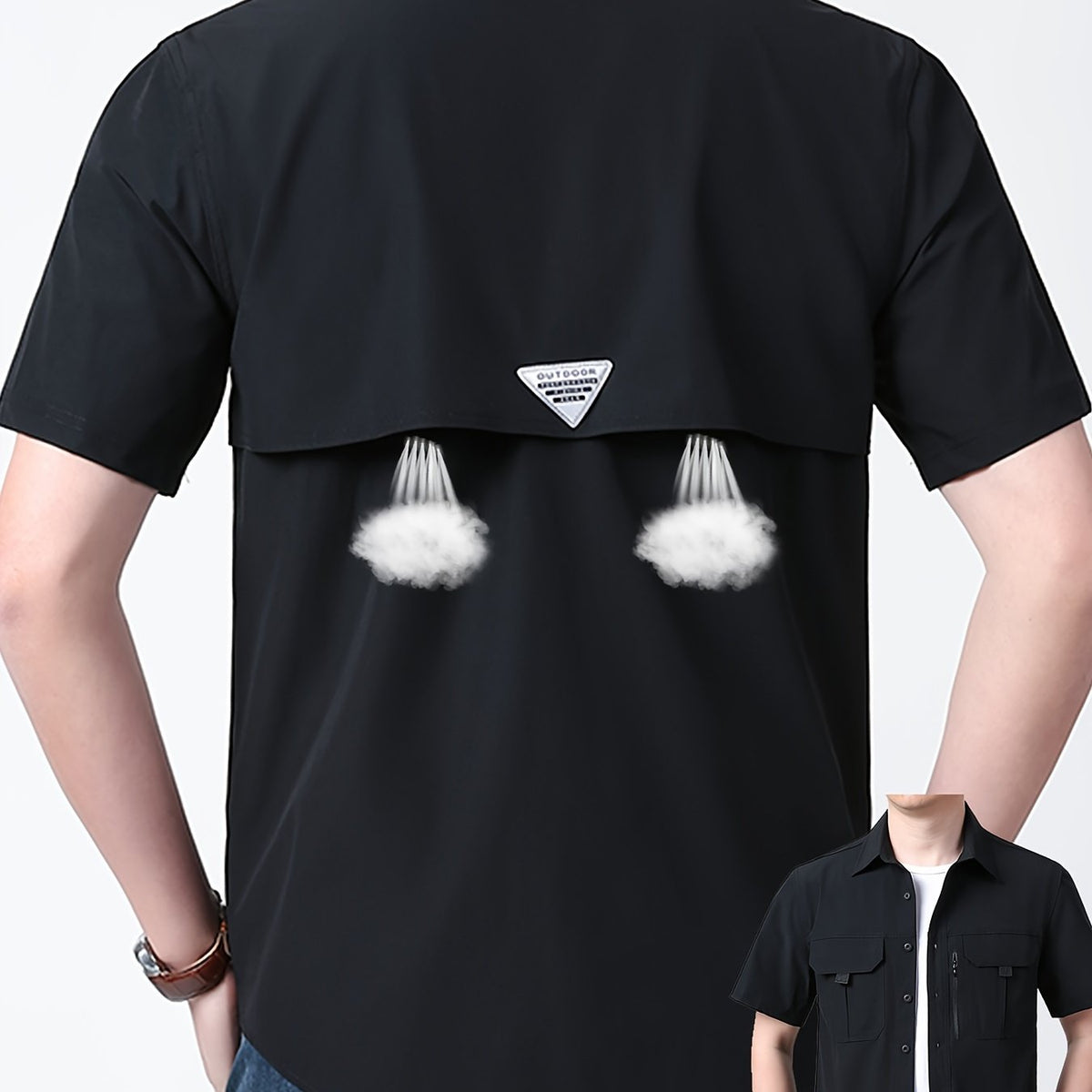 Men’s Quick-Dry Cooling Shirt – Short-Sleeve Lapel Design with Breathable Nylon-Spandex Fabric for Summer