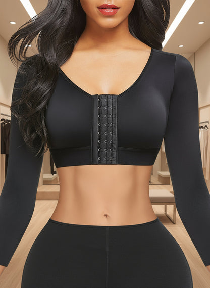 Women’s Long Sleeve Compression Top – Post-Surgery Arm Slimmer Push-Up Shapewear for Support, Lift, and Sculpted Silhouette