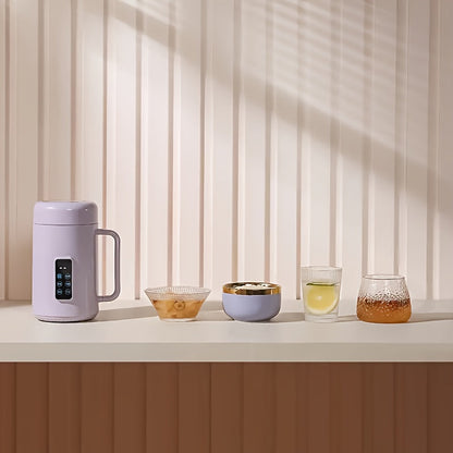 Electric Ceramic-Lined Cooker – 500W Portable Digital Pot for Tea, Soup, or Noodles with Spill-Proof & Timer Controls